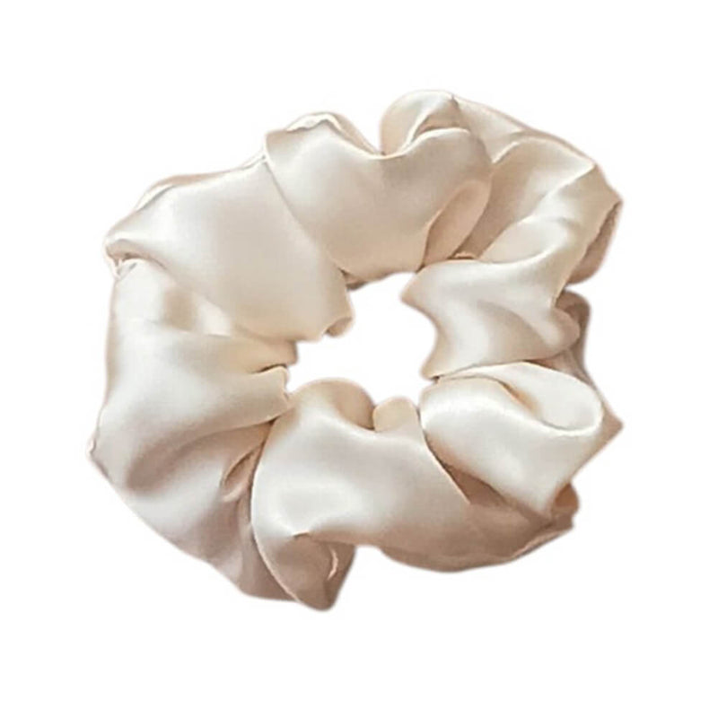 Saténová scrunchie – Bílá velká