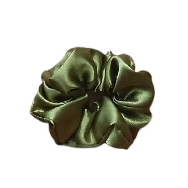 Saténová scrunchie – Olivově zelená malá
