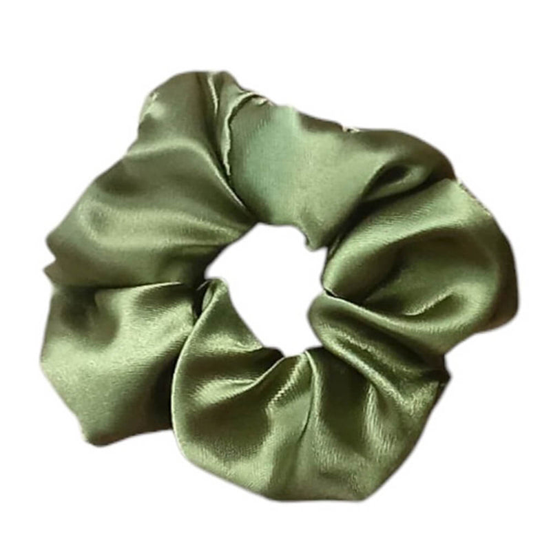 Saténová scrunchie – Olivově zelená velká
