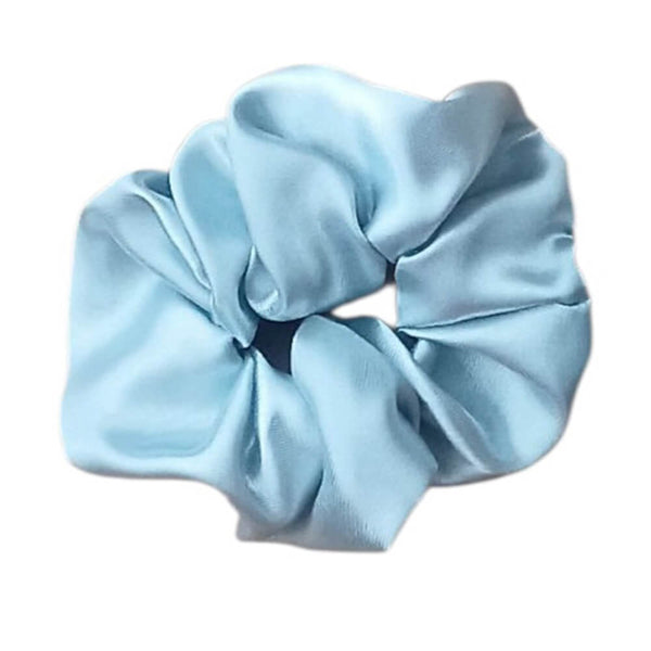 Saténová scrunchie – Stříbrná velká