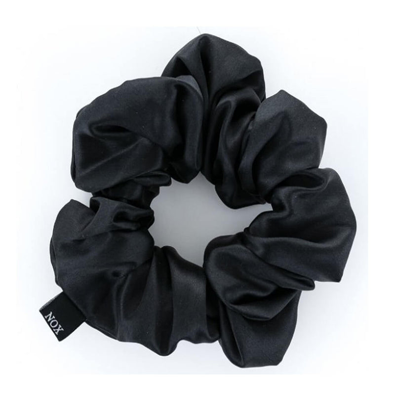 NOX 100% hedvábná scrunchie do vlasů Max - půlnoční černá