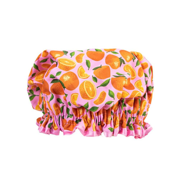 The Vintage Cosmetic Company Orange Print Shower Cap